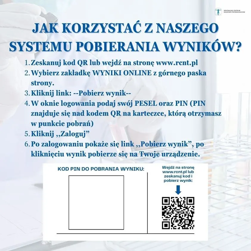 Regionalne Centrum Naukowo-Technologiczne uruchomiło e-usługę umożliwiającą swoim pacjentom pobranie wyników badań on-line